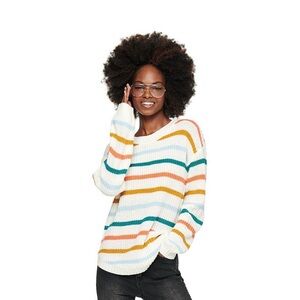 Juniors’ SO Crewneck colorful sweater
